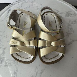 Salt Water Sandals Original Hoy Shoes Gold Leather Kids Size 5C girls baby